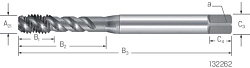 High-Q | Závitník strojní ve šroubovici DIN 371/376 C | HSS-Co PM | UNI-Hardlube - typ závitu M