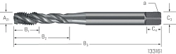 Závitník strojní ve šroubovici 40° DIN371 HSSE,vaporisiet V3 - typ závitu M