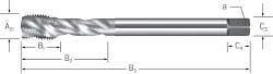 Závitník strojní ve šroubovici DIN 374/B | HSSE-V3 - typ závitu MF