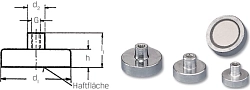 Plochý magnet kruhový se závitovým pouzdrem (SmCo)