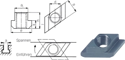 Matice pro T-drážky "Rhombus" kosá DIN 510