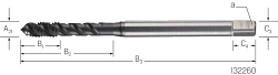 High-Q Závitník strojní ve šroubovici DIN 371/376 C | HSS-Co PM | UNI-Hardlube - typ závitu M