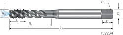 High-Q | Závitník strojní ve šroubovici DIN 371/376 C | HSS-Co PM | UNI- vnitř.chlazení - typ závitu M