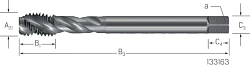Závitník strojní ve šroubovici 40° DIN376 HSSE, vaporisiet V3 - typ závitu M