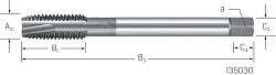 Závitník strojní s lamačem DIN376 HSSE-V3,vaporiset | INOX - typ závitu M