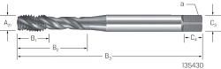 Závitník strojní ve šroubovici 40° DIN371 HSSE-V3,vaporisiet | INOX - typ závitu M
