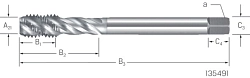 Závitník strojní ve šroubovici 40° DIN376 HSSE-V3,TiCN | INOX | 6G - typ závitu M