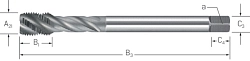 Závitník strojní ve šroubovici DIN 374/B | HSSE-V3 | INOX - typ závitu MF