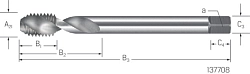 Závitník strojní ve šroubovici 45° DIN371/376 HSS-Co  | ALU-ECOLINE - typ závitu M