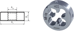 Závitová kruhová čelist DIN 22568 HSS - typ závitu M