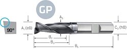 Fréza tvrdokovová válcová stopková 2z - dlouhá -P9 - GP