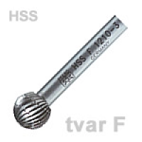 Technická fréza HSS, kulovitá, tvar F