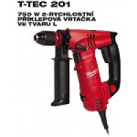 T-TEC 201 Dvourychlostní příklepová vrtačka ve tvaru L / 750W